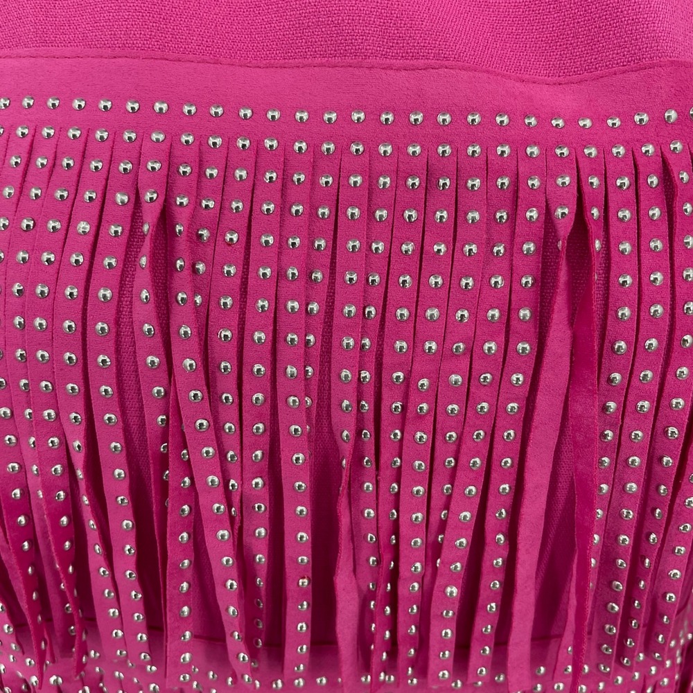 Mainstrip Fringe Dress Womens M Pink Polyester Western Studded Festival Boho - Picture 4 of 16